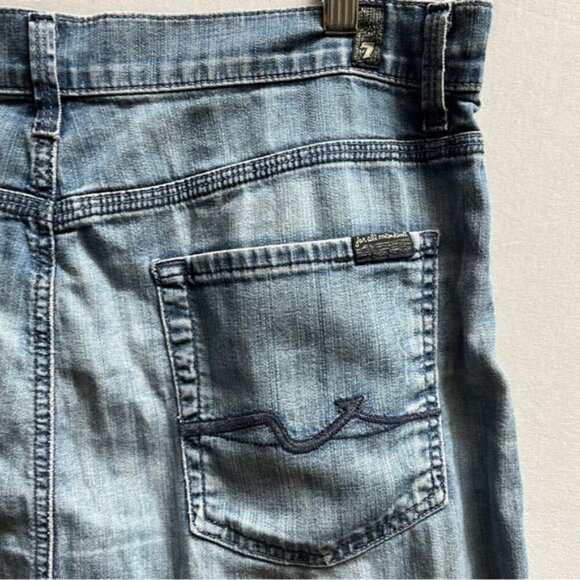 For all 7 mankind distressed Denim mini Skirt Sz 31 - Picture 2 of 8